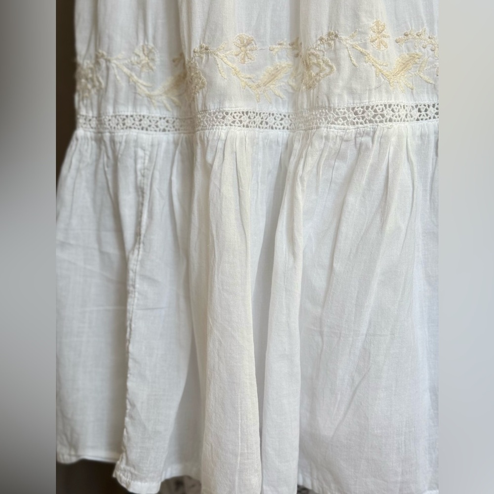 JOIE 100% Cotton Sleeveless Tiered Embroidered Long Length Midi Dress - S/M - Picture 5 of 14
